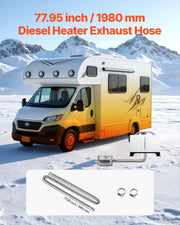 Exhaust Hose, 1980mm Stainless Steel Exhausts Hose, Diesel Heater Flexible Exhaust Pipe with 2 Hose Clamps, V952-QGPJPQGPQGYTS66S4001V0
