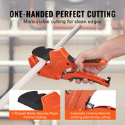 PVC Pipe Cutter, 0-2-1/2" O.D. Ratcheting PVC Pipe Cutter, Heavy Duty Tube Cutting Tool with Spare SK5 Blade V952-QGQPPVC2121PVQFI9V0