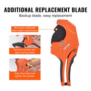 PVC Pipe Cutter, 0-2-1/2" O.D. Ratcheting PVC Pipe Cutter, Heavy Duty Tube Cutting Tool with Spare SK5 Blade V952-QGQPPVC2121PVQFI9V0