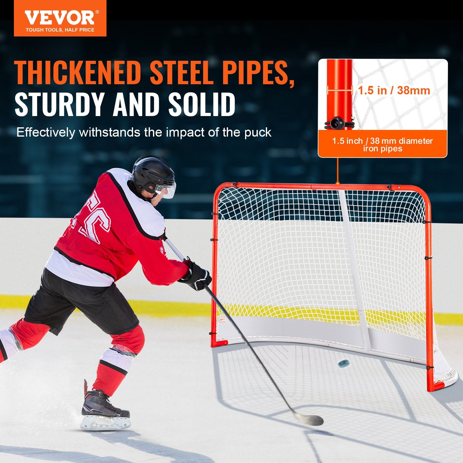 Street Hockey Net, Indoor Outdoor Steel Hockey Goal, Official Regulation Pro Hockey Training Goal Set, V952-QGQQM7248YCGPVGWDV0