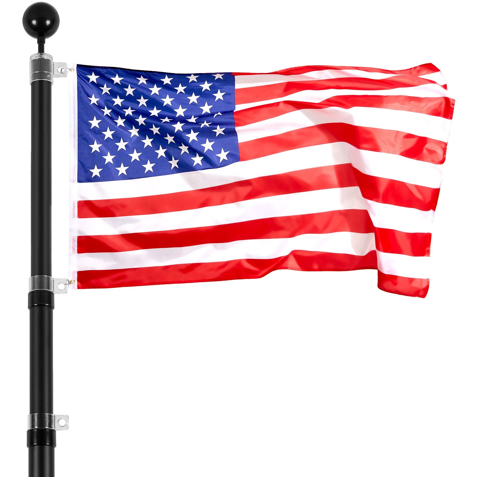 25FT Telescopic Flagpole Kit, Heavy Duty Aluminum Alloy Flag Pole Kit in Ground for Outside, 3 Display Modes V952-QGTJHS25YCSSO5E4YV0