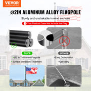 25FT Telescopic Flagpole Kit, Heavy Duty Aluminum Alloy Flag Pole Kit in Ground for Outside, 3 Display Modes V952-QGTJHS25YCSSO5E4YV0