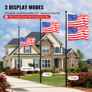 25FT Telescopic Flagpole Kit, Heavy Duty Aluminum Alloy Flag Pole Kit in Ground for Outside, 3 Display Modes V952-QGTJHS25YCSSO5E4YV0