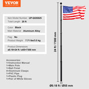 25FT Telescopic Flagpole Kit, Heavy Duty Aluminum Alloy Flag Pole Kit in Ground for Outside, 3 Display Modes V952-QGTJHS25YCSSO5E4YV0