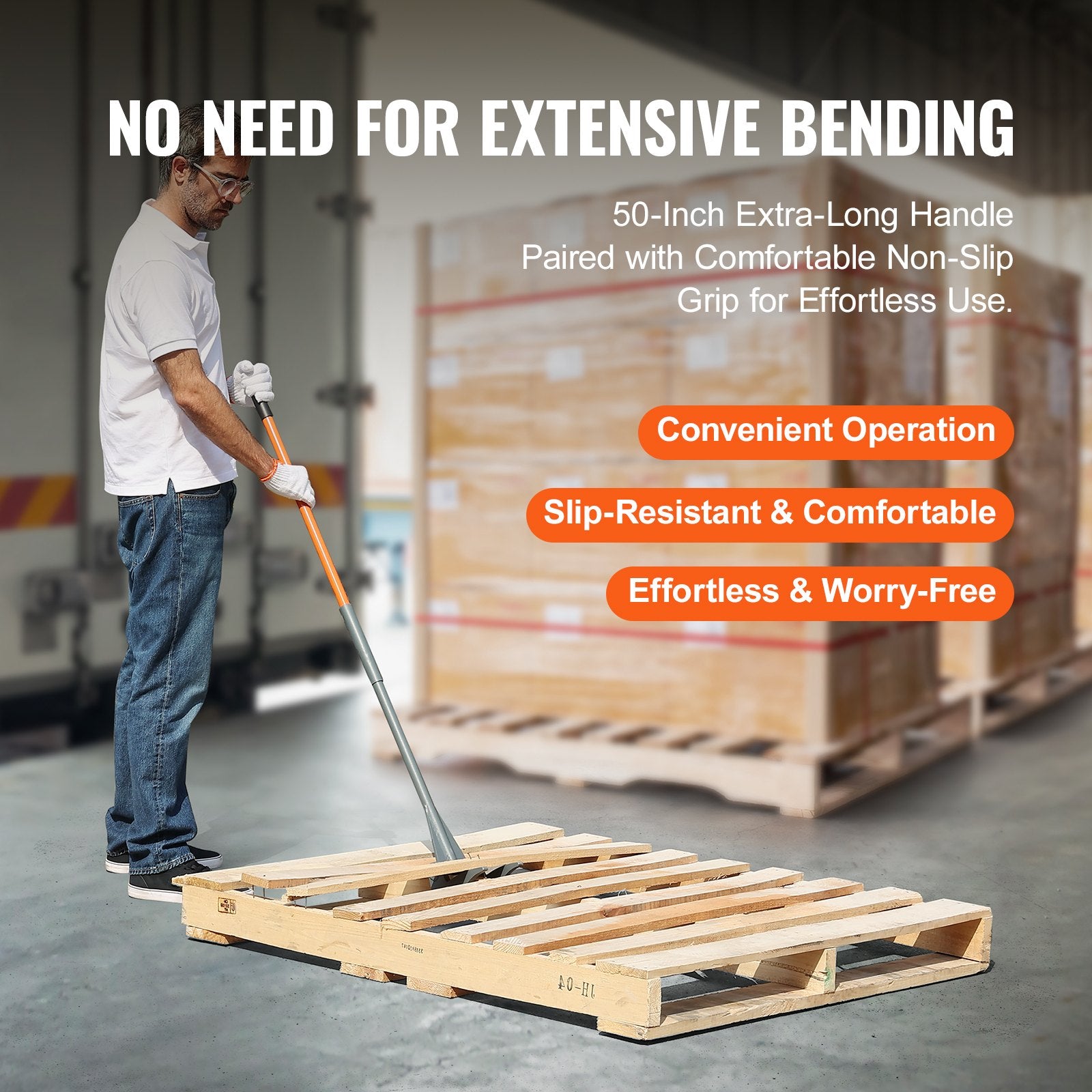 Pallet Buster, 50'' Carbon Steel Handle Wrecking Pry Bar, 2000 lbs Weight Capacity, Heavy Duty Deck Board V952-QGWW45INCH4IACX9EV0