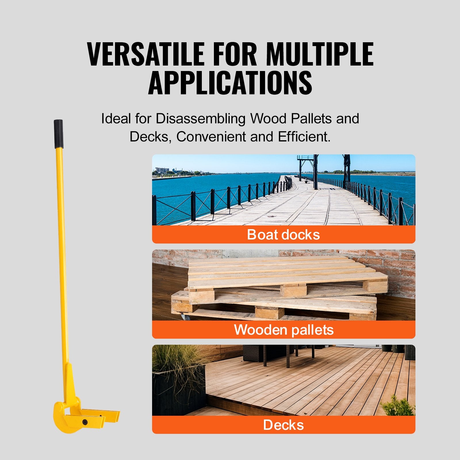 Pallet Buster, 104 cm Handle, 907 kg Weight Capacity, Q235 Carbon Steel, Heavy Duty Deck Wrecker Demolition V952-QGWWW4INCH00V293IV0
