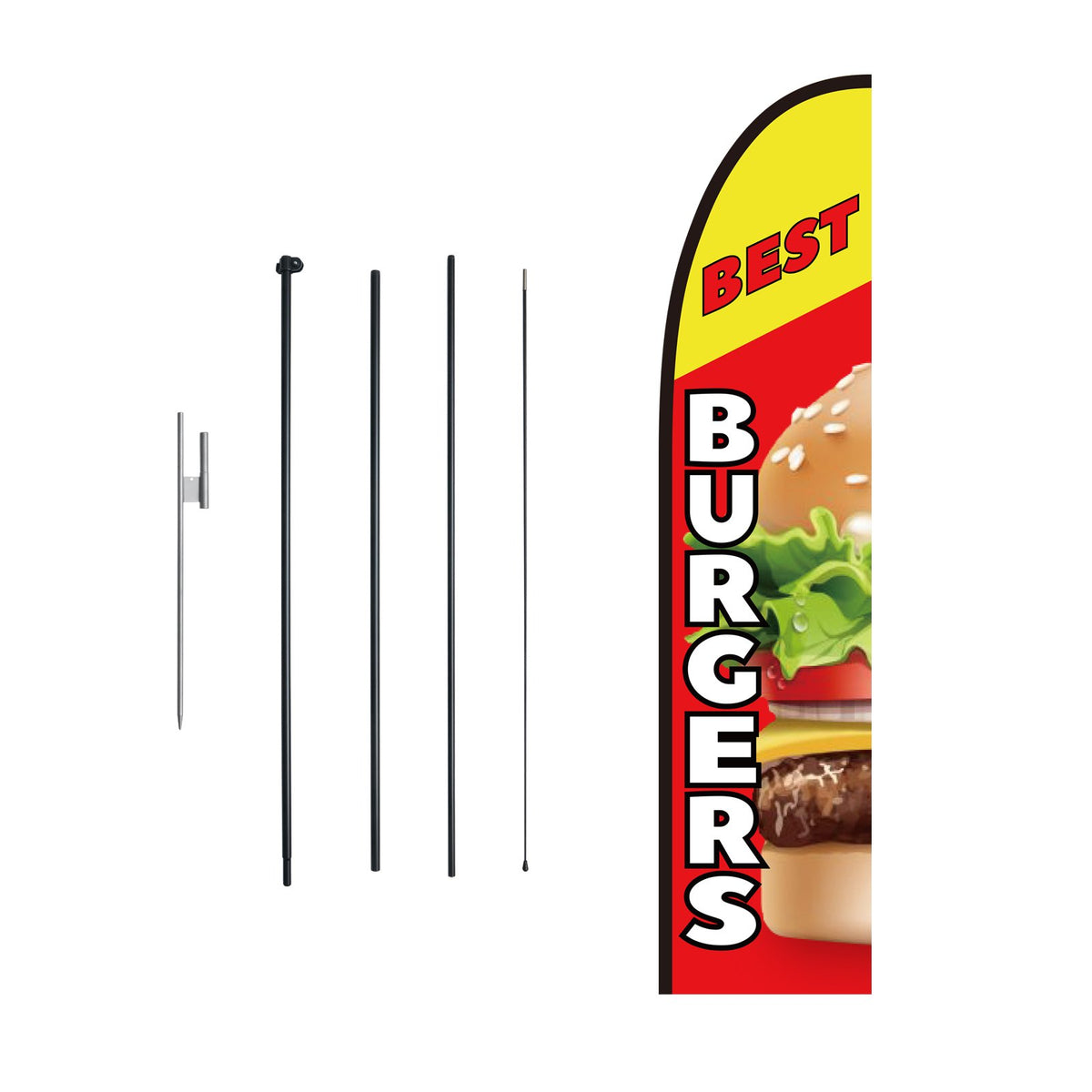 Burger Restaurant Advertising Feather Flag Kit Swooper Flag Poles 16.3 FT V952-QGYMQGQWABURIT7ZBV0