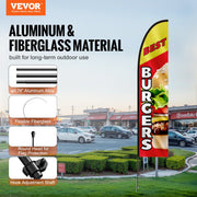 Burger Restaurant Advertising Feather Flag Kit Swooper Flag Poles 16.3 FT V952-QGYMQGQWABURIT7ZBV0