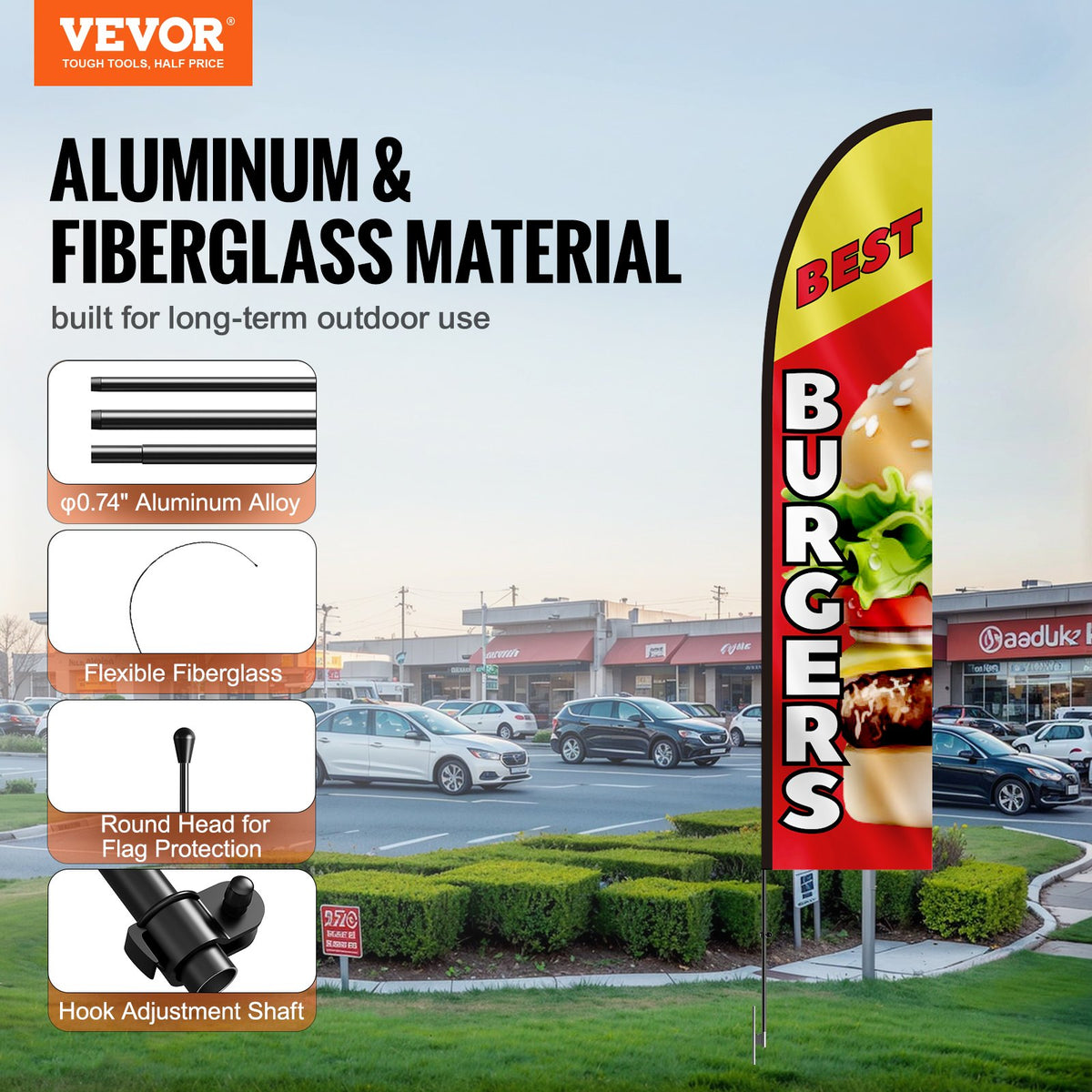 Burger Restaurant Advertising Feather Flag Kit Swooper Flag Poles 16.3 FT V952-QGYMQGQWABURIT7ZBV0