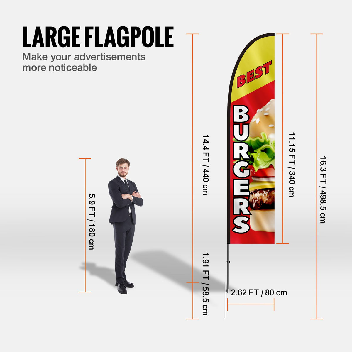 Burger Restaurant Advertising Feather Flag Kit Swooper Flag Poles 16.3 FT V952-QGYMQGQWABURIT7ZBV0