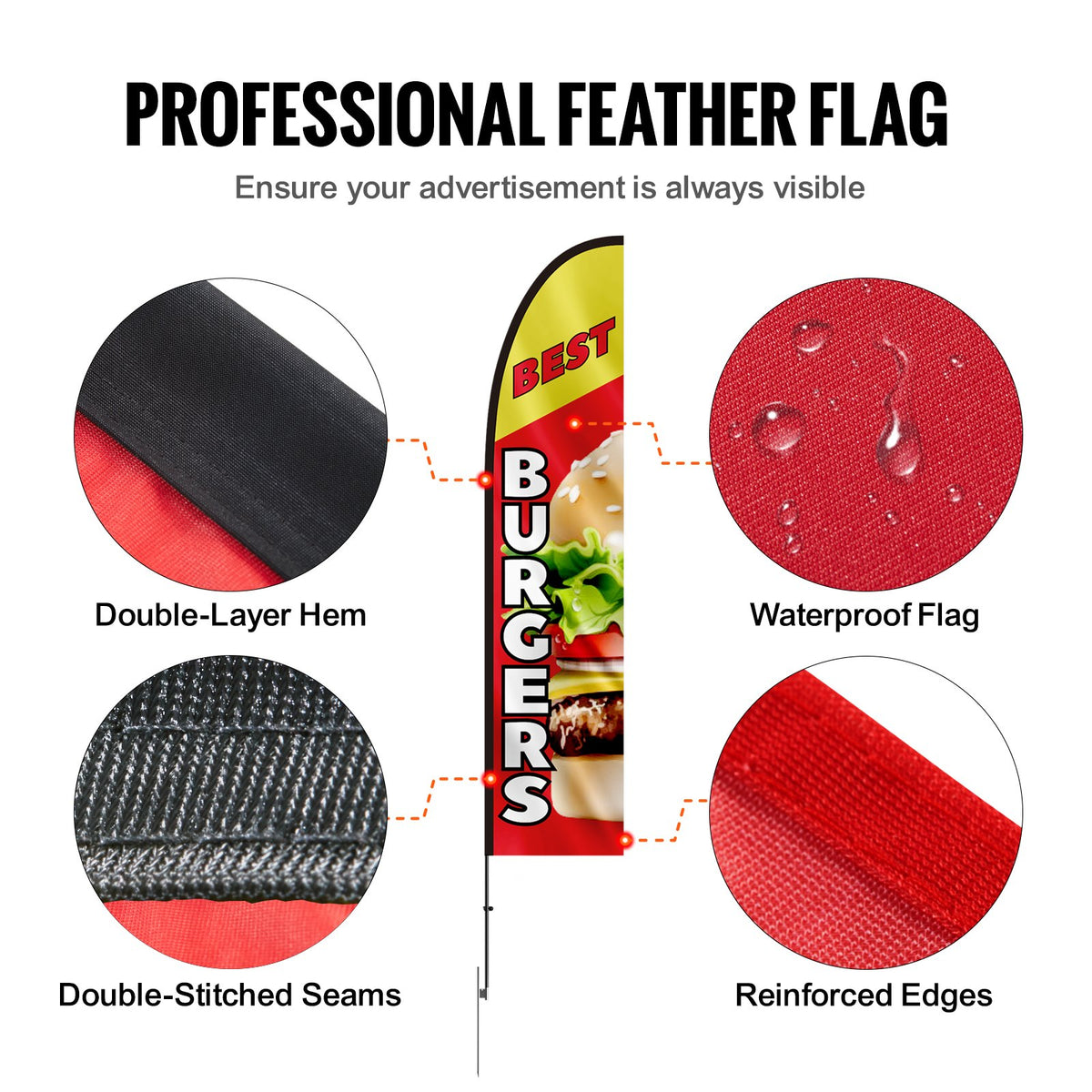 Burger Restaurant Advertising Feather Flag Kit Swooper Flag Poles 16.3 FT V952-QGYMQGQWABURIT7ZBV0