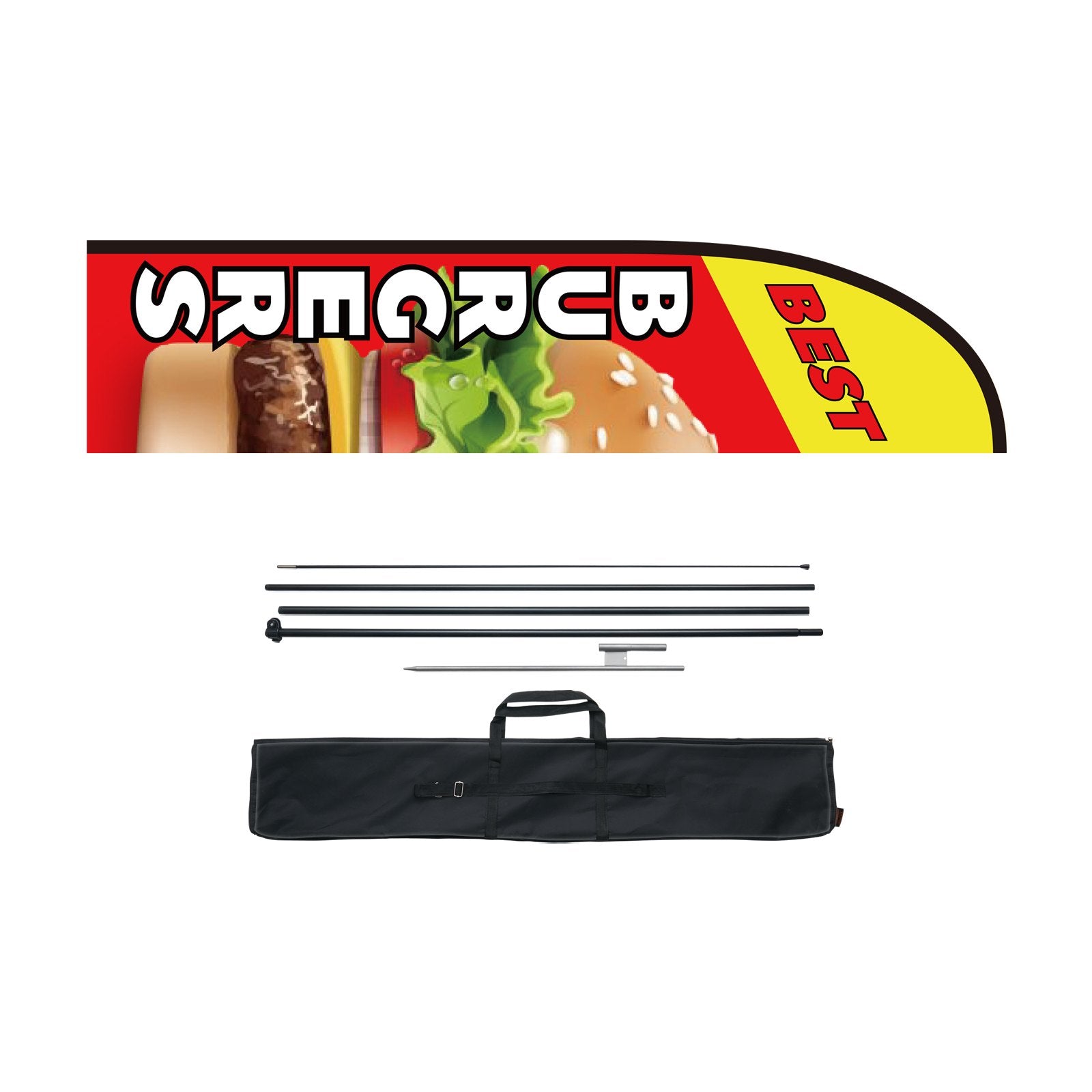Burger Restaurant Advertising Feather Flag Kit Swooper Flag Poles 16.3 FT V952-QGYMQGQWABURIT7ZBV0