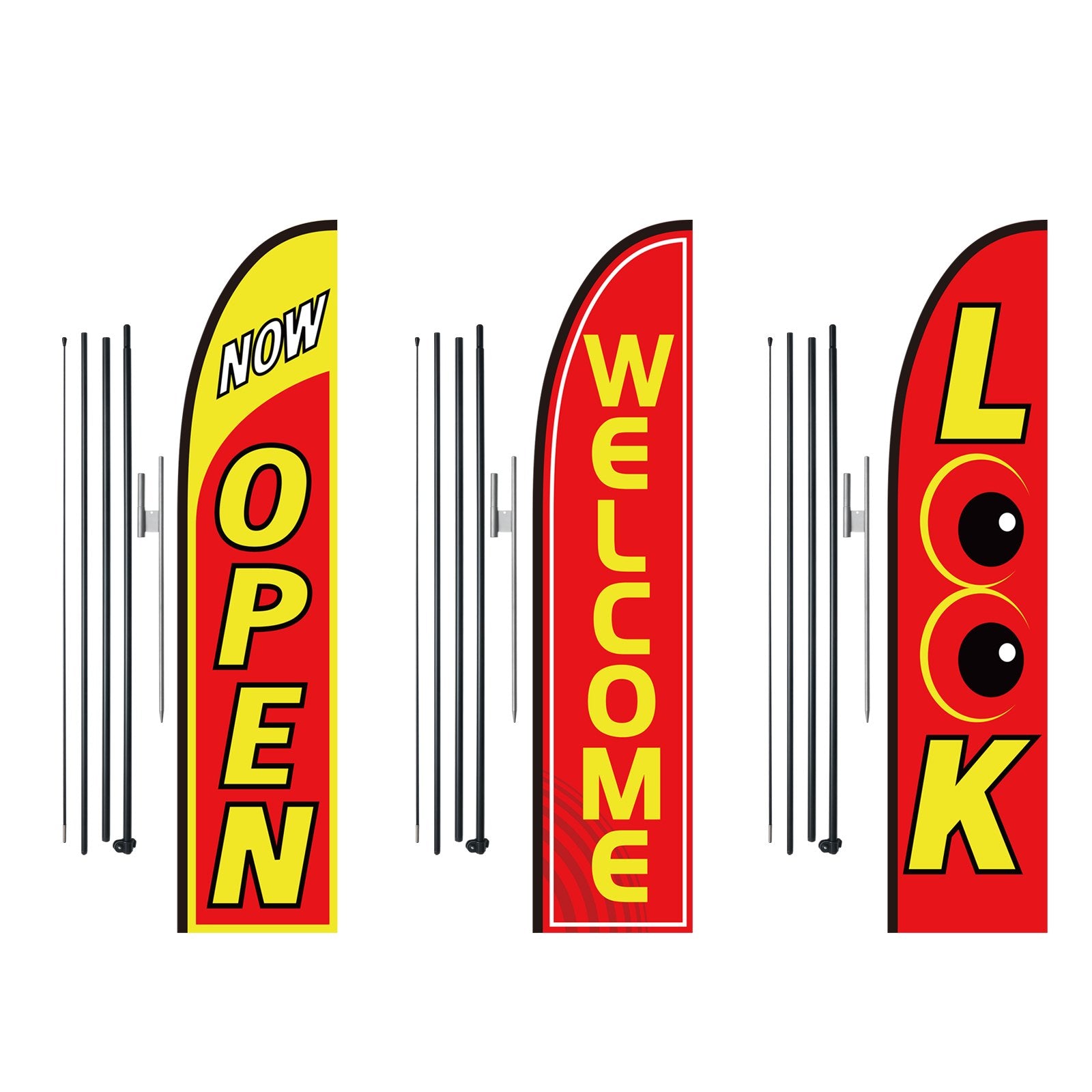 Open Flags for Business Advertising Feather Flag Kit Open Look Welcome V952-QGYMQGQWAOPP37QX0V0
