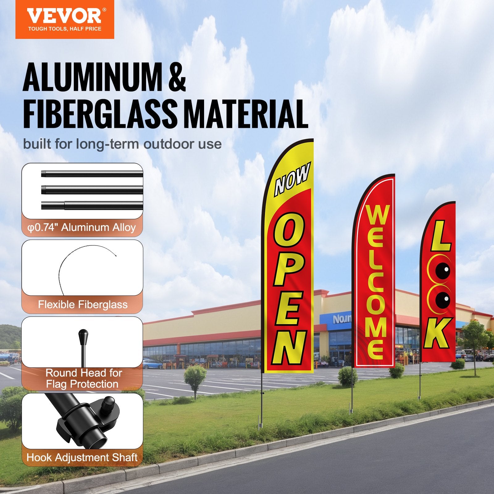 Open Flags for Business Advertising Feather Flag Kit Open Look Welcome V952-QGYMQGQWAOPP37QX0V0