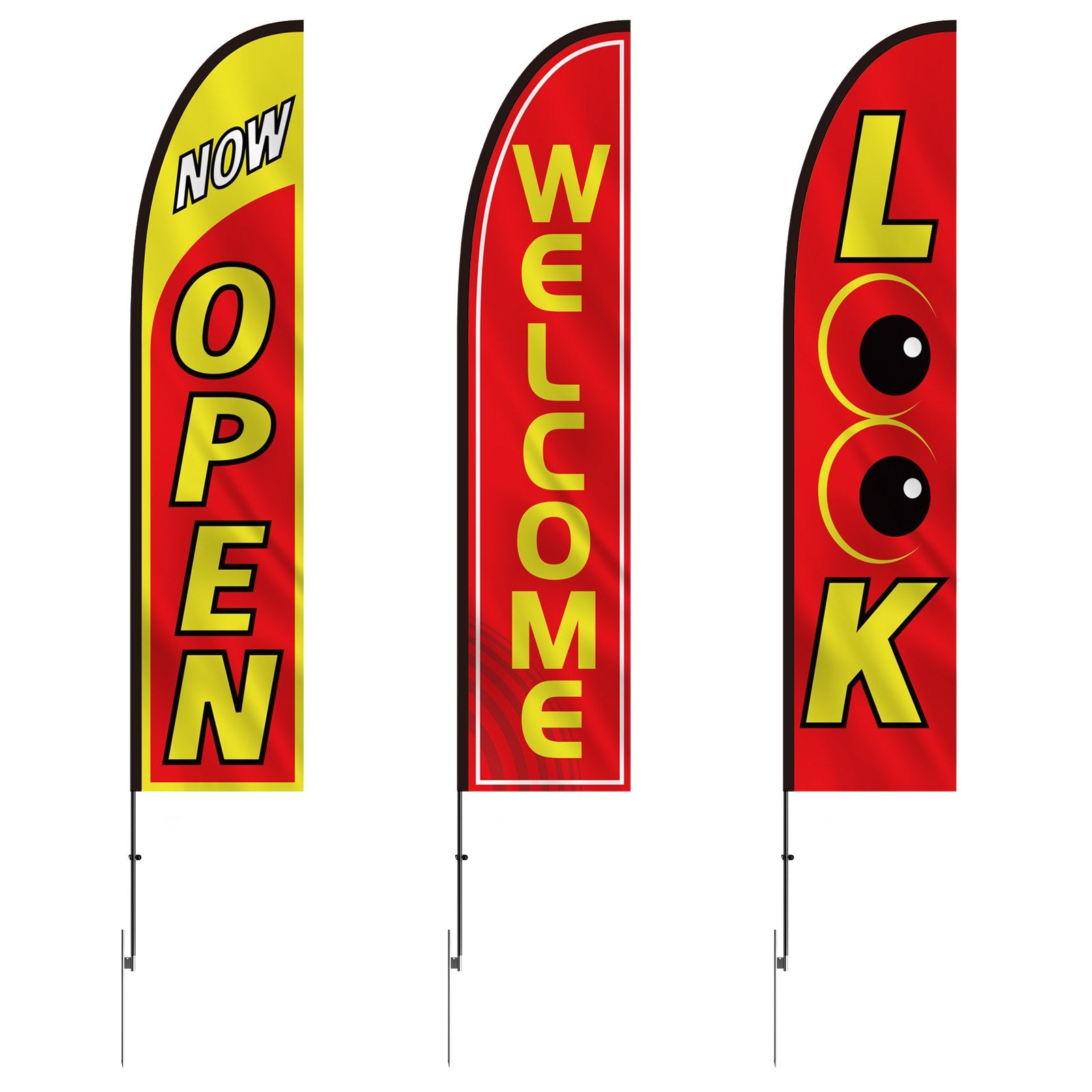 Open Flags for Business Advertising Feather Flag Kit Open Look Welcome V952-QGYMQGQWAOPP37QX0V0