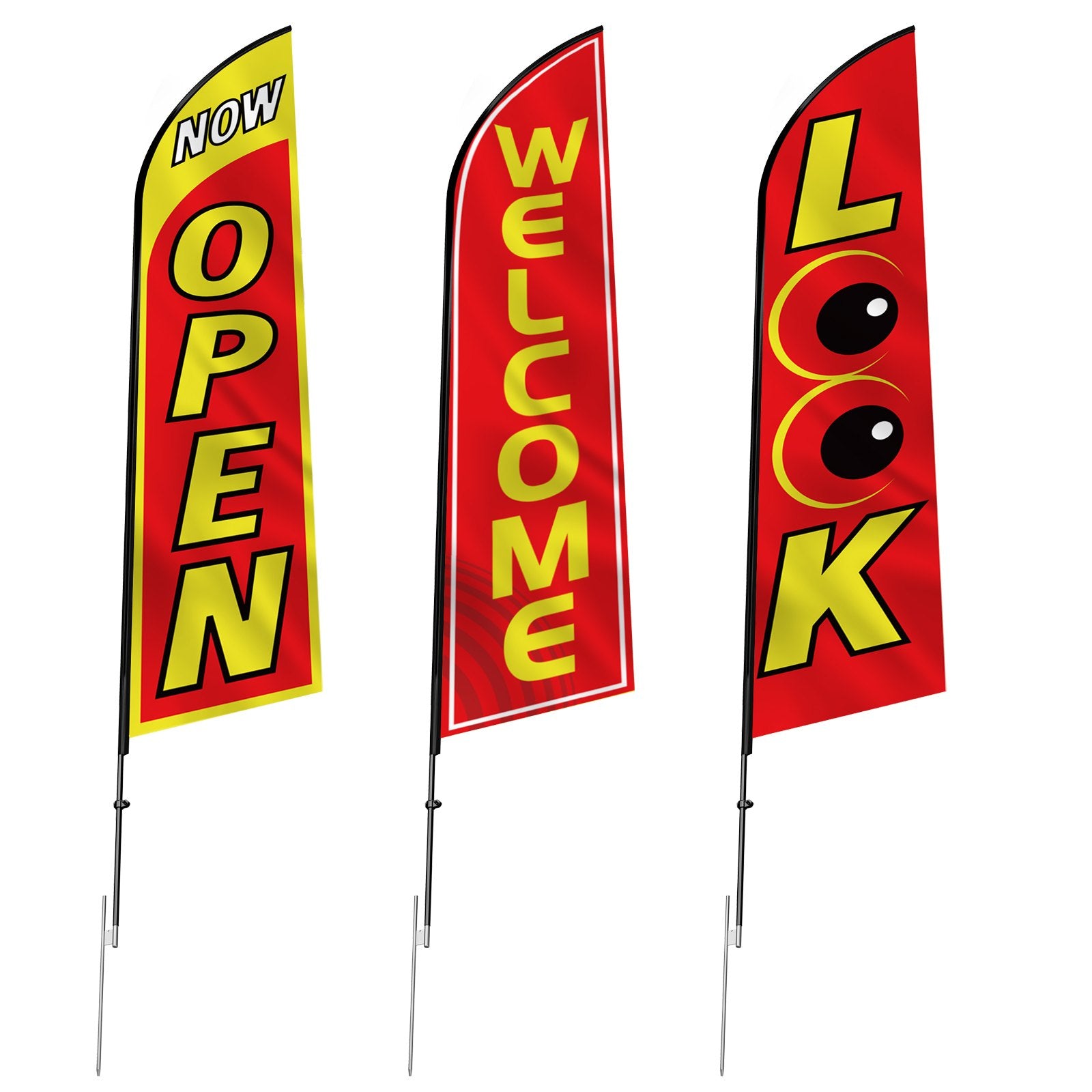 Open Flags for Business Advertising Feather Flag Kit Open Look Welcome V952-QGYMQGQWAOPP37QX0V0