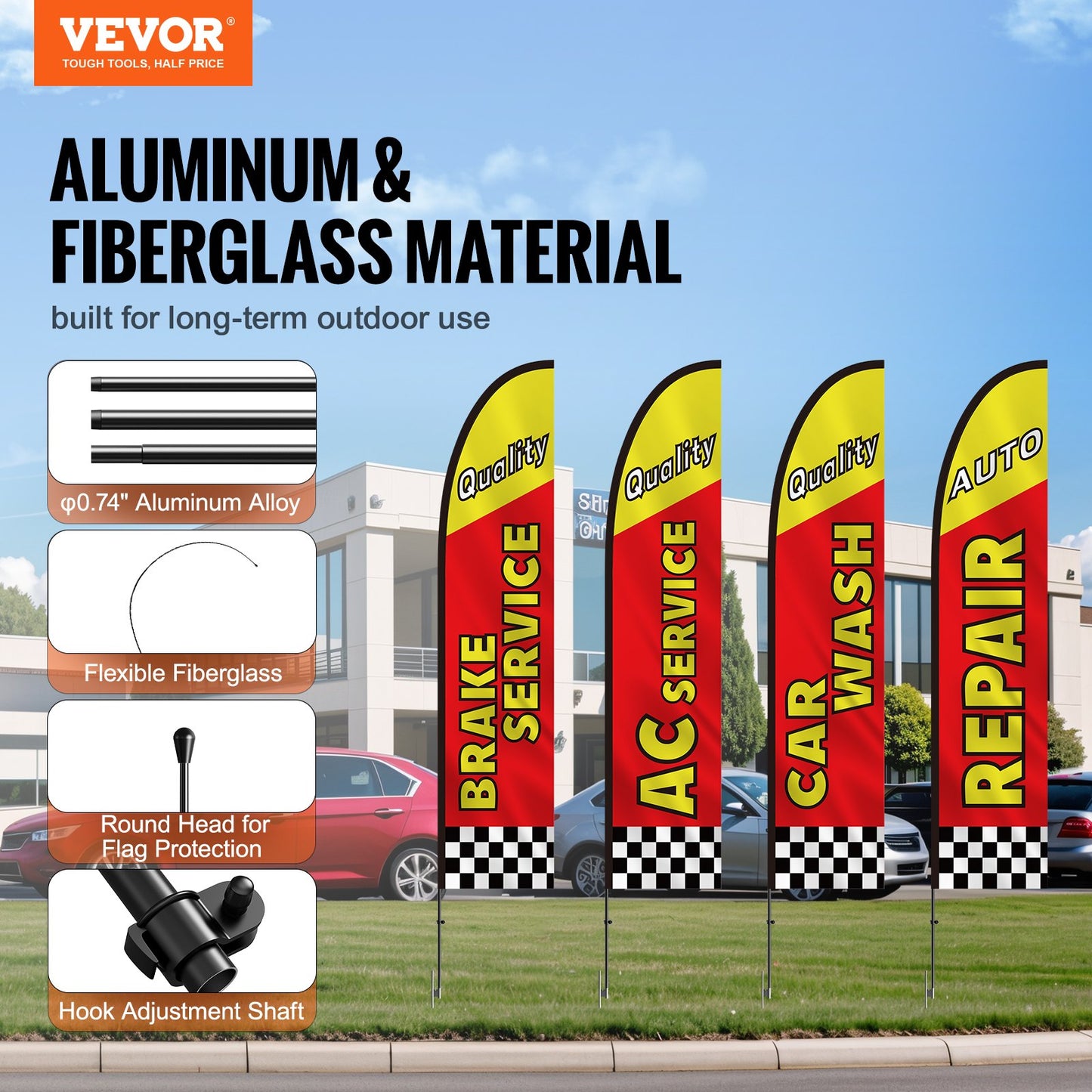 Auto Repair Advertising Feather Flag Kit Swooper Flags and Poles 16.3 FT V952-QGYMQGQWAQCFFZRDSV0