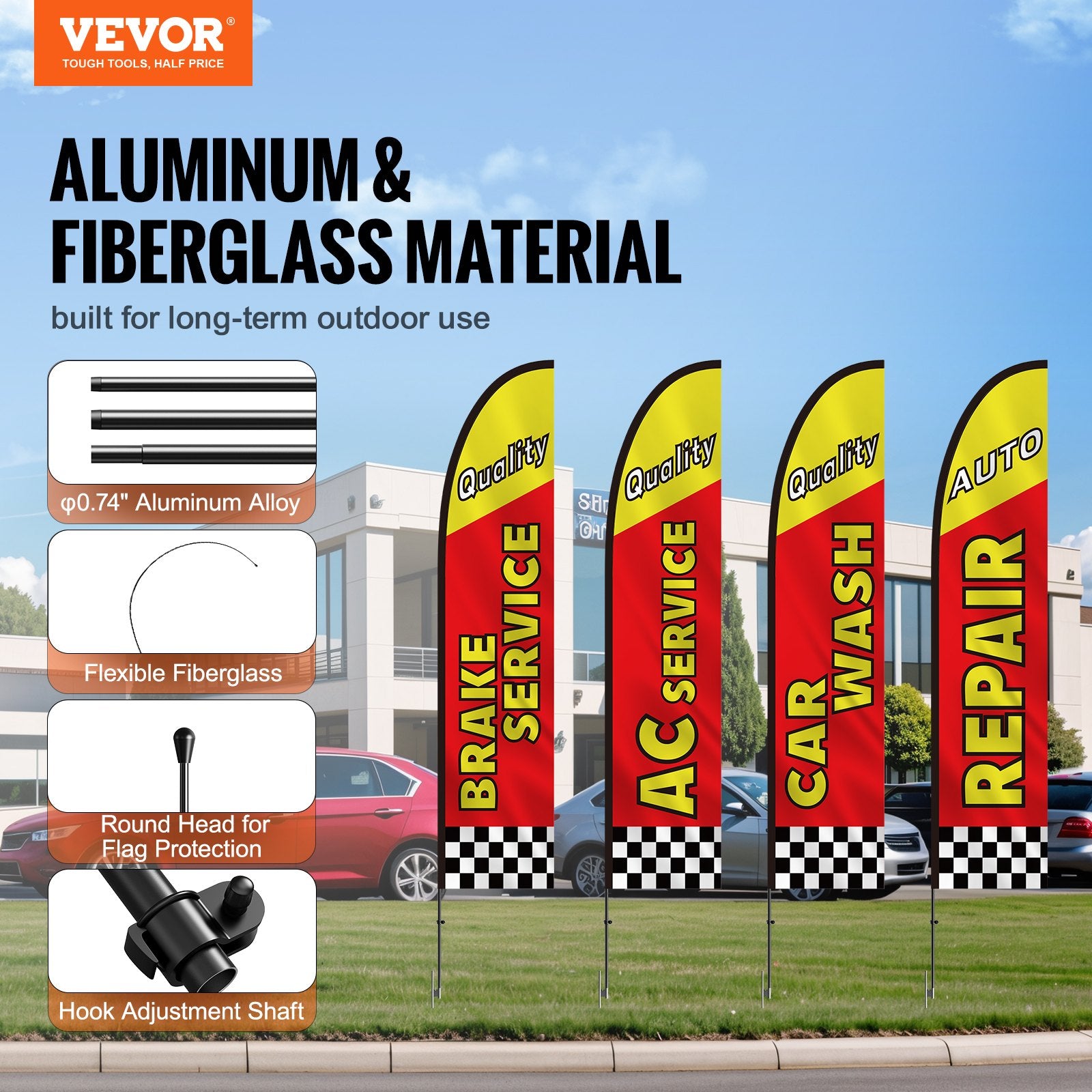 Auto Repair Advertising Feather Flag Kit Swooper Flags and Poles 16.3 FT V952-QGYMQGQWAQCFFZRDSV0