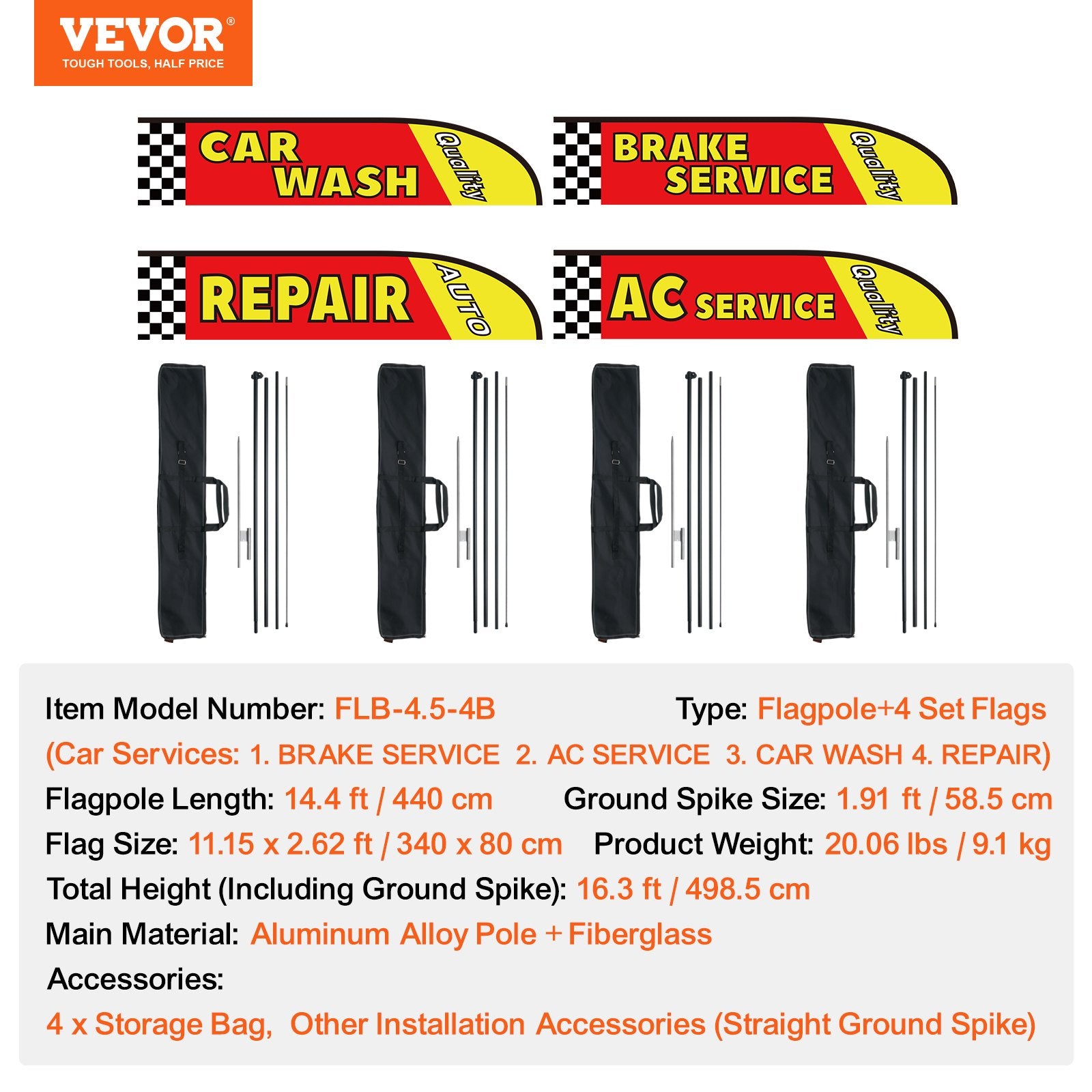 Auto Repair Advertising Feather Flag Kit Swooper Flags and Poles 16.3 FT V952-QGYMQGQWAQCFFZRDSV0