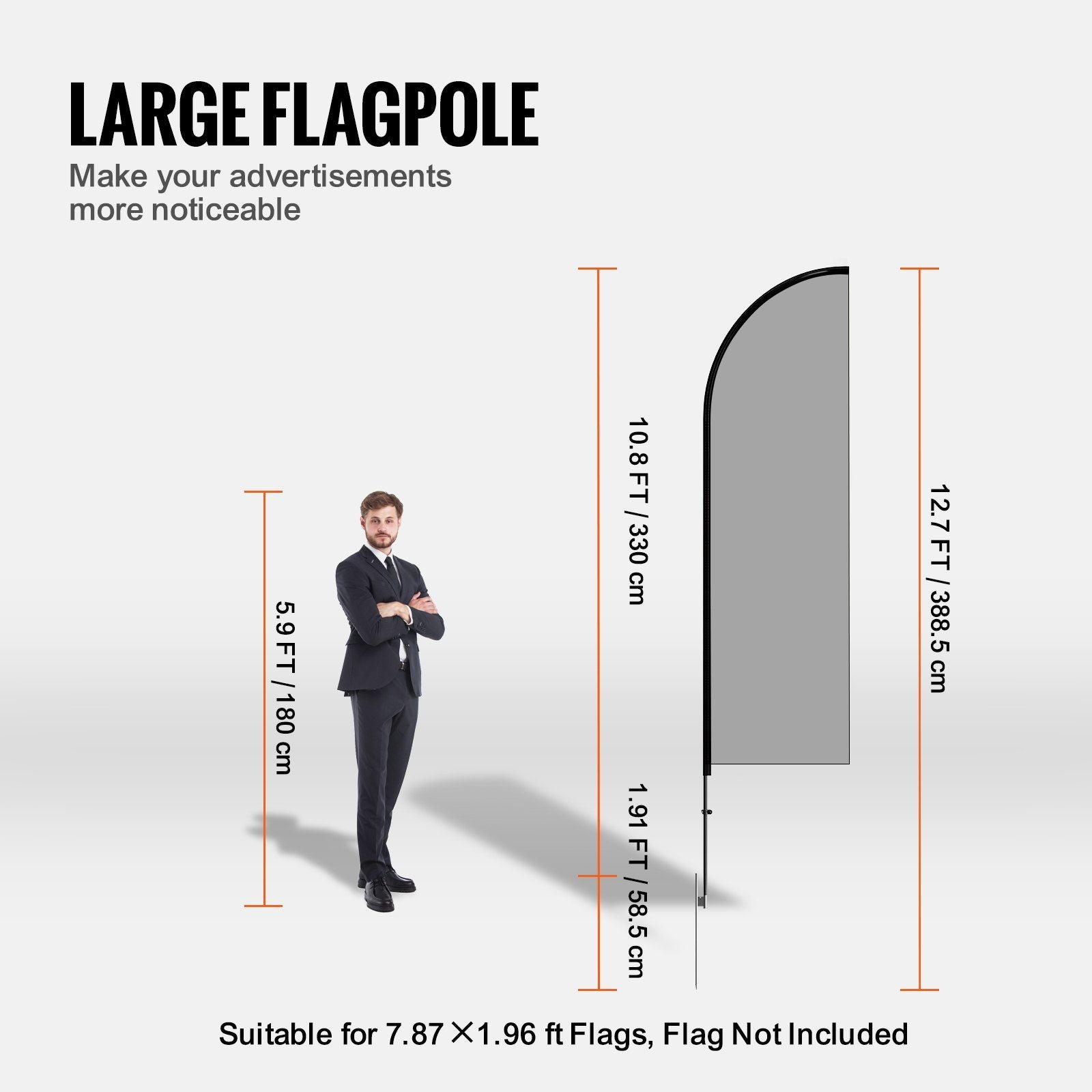 Feather Flag Pole Kit, 2 Packs Swooper Flag Pole 12.7 ft, Sign Flag Poles for Business Advertising Flags V952-QGYMQJGZ34M24YJ92V0