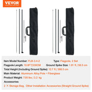 Feather Flag Pole Kit, 2 Packs Swooper Flag Pole 12.7 ft, Sign Flag Poles for Business Advertising Flags V952-QGYMQJGZ34M24YJ92V0