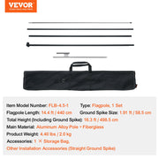 Feather Flag Pole Kit, Swooper Flag Pole Set 16.3 ft, Sign Flag Poles for Business Advertising Flags Outdoor, V952-QGYMQJGZ45M1ZIWYGV0