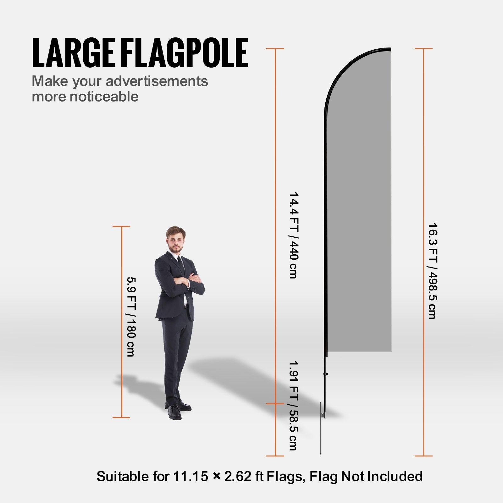 Feather Flag Pole Kit 2 Packs Swooper Flag Pole 16.3 ft with Ground Stakes V952-QGYMQJGZ45M2VXKTYV0
