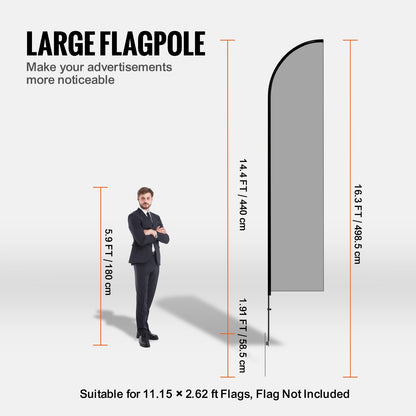 Feather Flag Pole Kit 2 Packs Swooper Flag Pole 16.3 ft with Ground Stakes V952-QGYMQJGZ45M2VXKTYV0