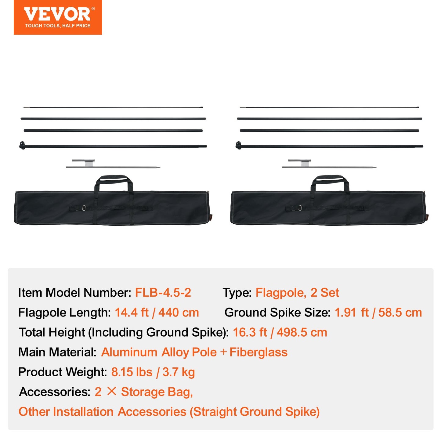 Feather Flag Pole Kit 2 Packs Swooper Flag Pole 16.3 ft with Ground Stakes V952-QGYMQJGZ45M2VXKTYV0