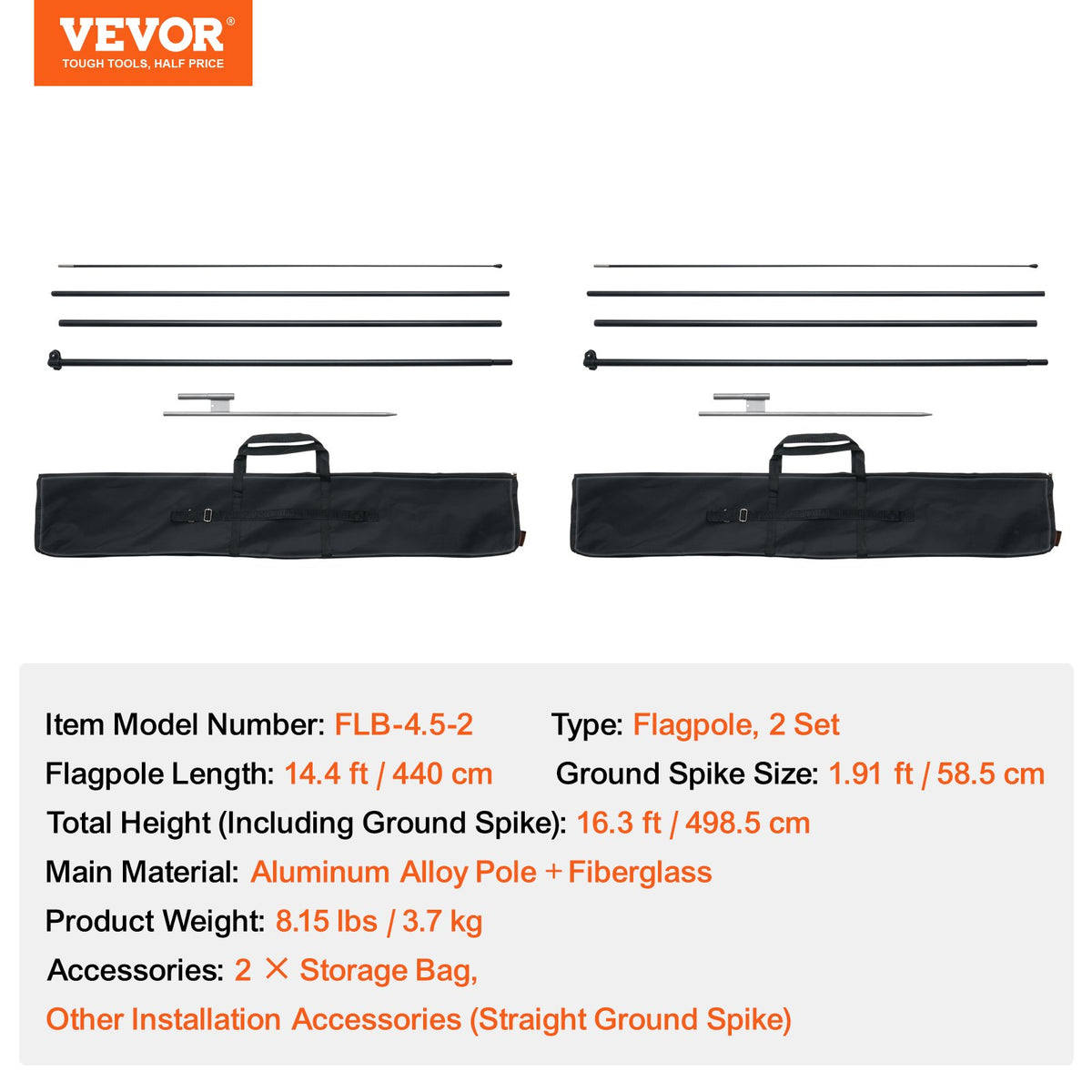 Feather Flag Pole Kit 2 Packs Swooper Flag Pole 16.3 ft with Ground Stakes V952-QGYMQJGZ45M2VXKTYV0