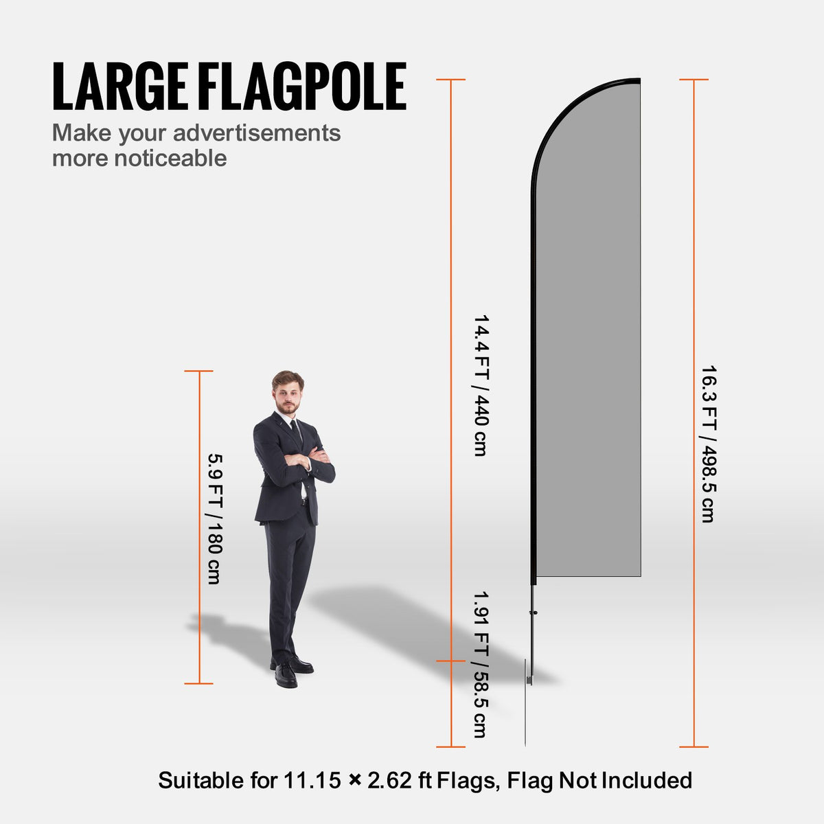 Feather Flag Pole Kit 4 Packs Swooper Flag Pole 16.3 ft with Ground Stakes V952-QGYMQJGZ45M4YDZQNV0