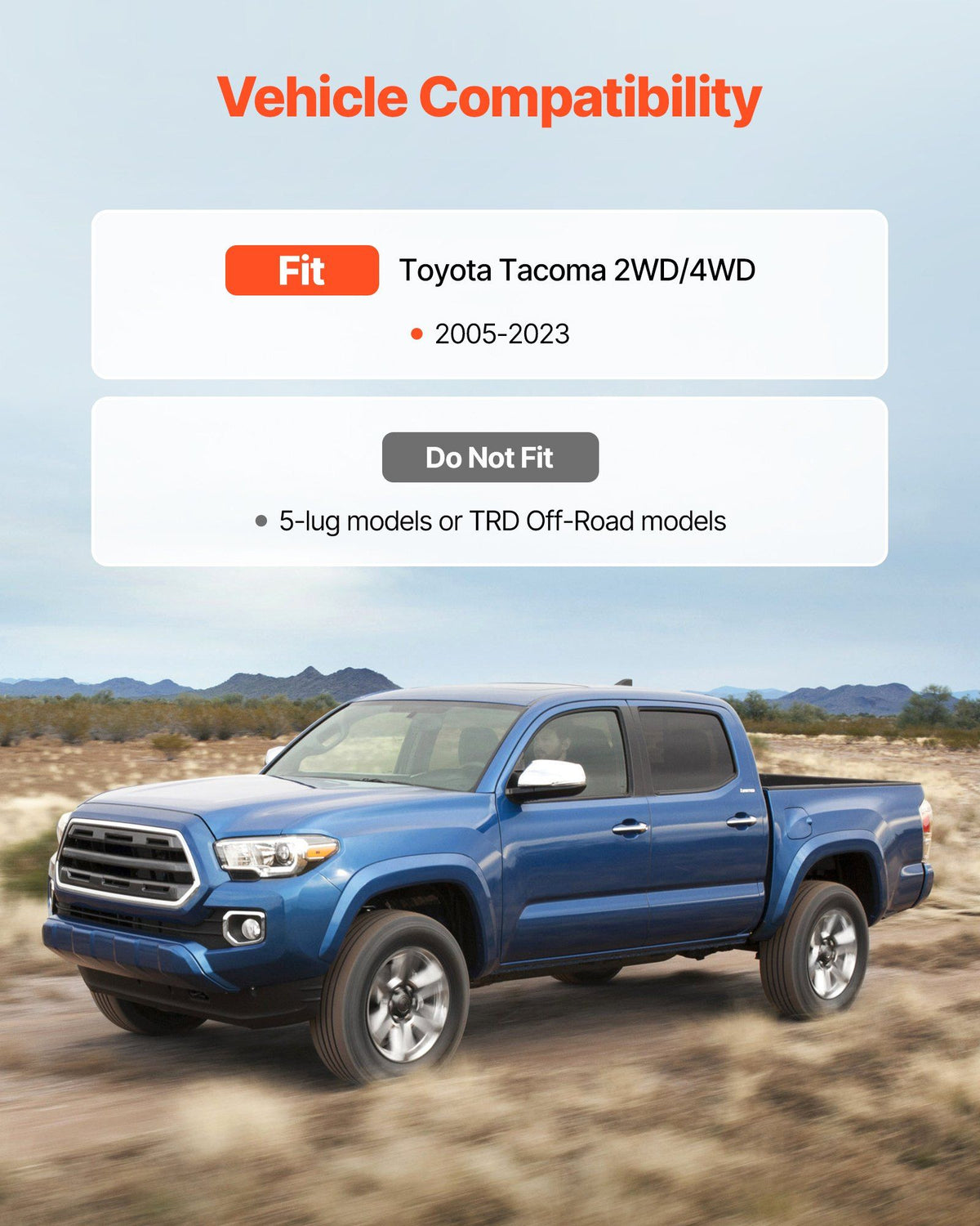 76.2 mm Front and 50.8 mm Rear Leveling Lift Kit for 2005-2021 2022 2023 Toyota Tacoma 2WD/4WD, Chassis Level V952-QHDPTSTJ2005RI6HW001V0