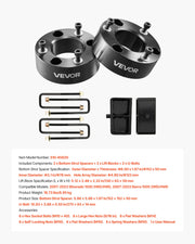 76.2 mm Front and 50.8 mm Rear Leveling Lift Kit for 2007-2023 Silverado 1500 2WD/4WD, 2007-2023 Sierra 1500 V952-QHDPTSTJ2007415HS001V0