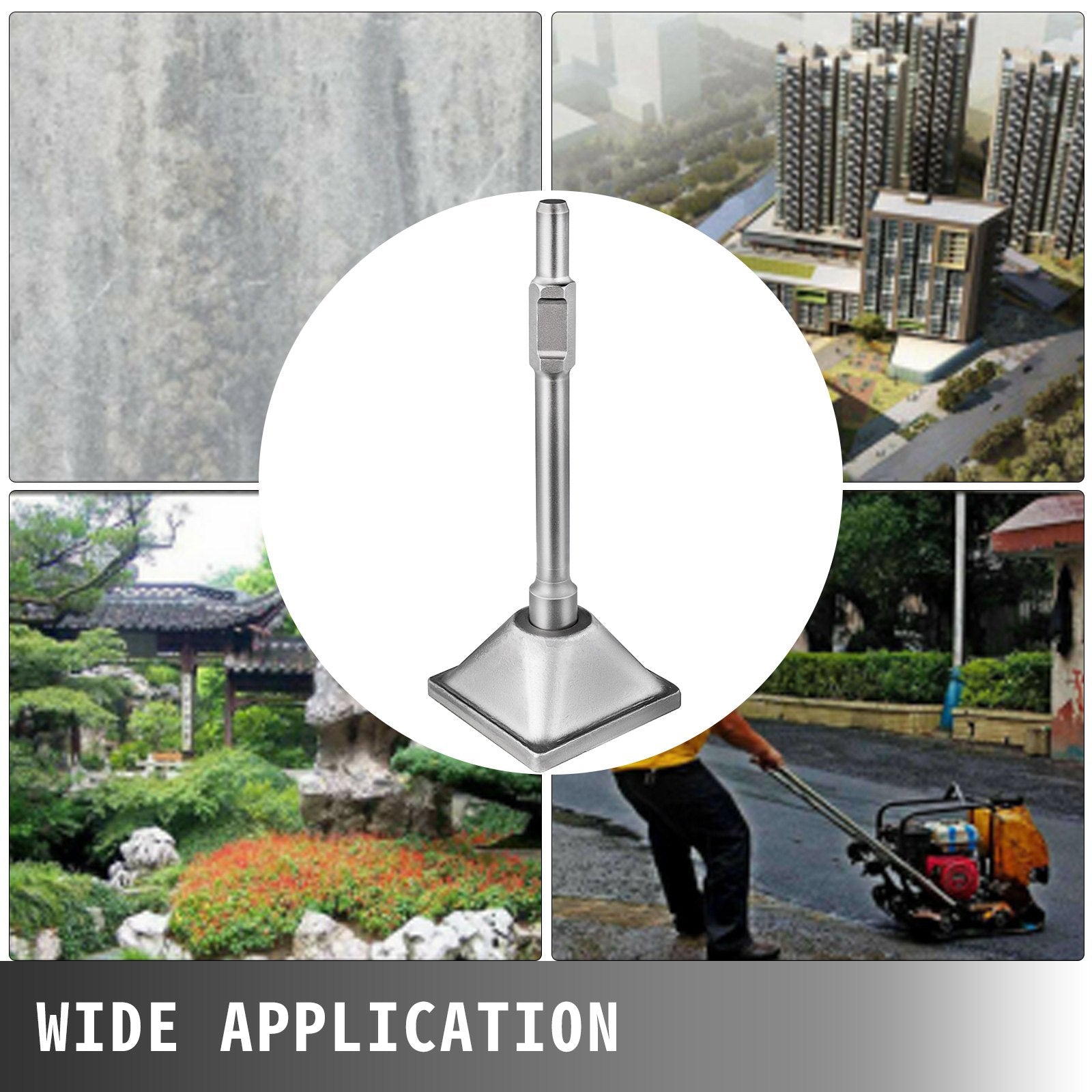 Jack Hammer 1-1/8 Tamper Shank, Dirt Tamper 6x6 Compactor Plate with Electric Chisel Dirt Compactor, V952-QJDCYSJHB150X1501V0