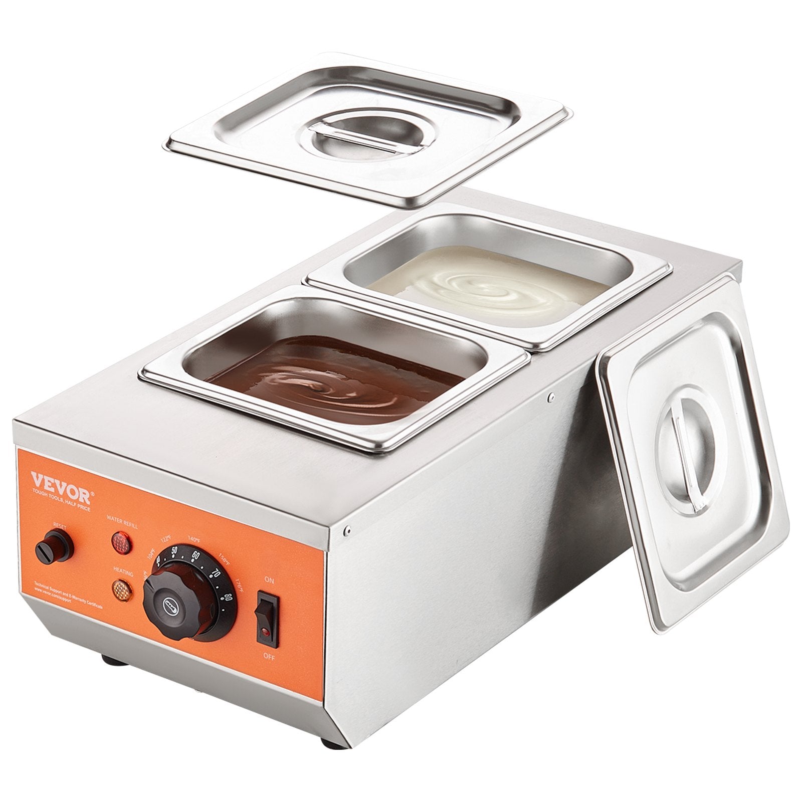 Chocolate Tempering Machine, 2 Tanks Chocolate Melting Pot with TEMP Control, 800W Stainless Steel Electric V952-QKLR9800W3042CKX1V3