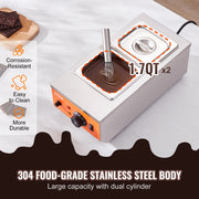Chocolate Tempering Machine, 2 Tanks Chocolate Melting Pot with TEMP Control, 800W Stainless Steel Electric V952-QKLR9800W3042CKX1V3