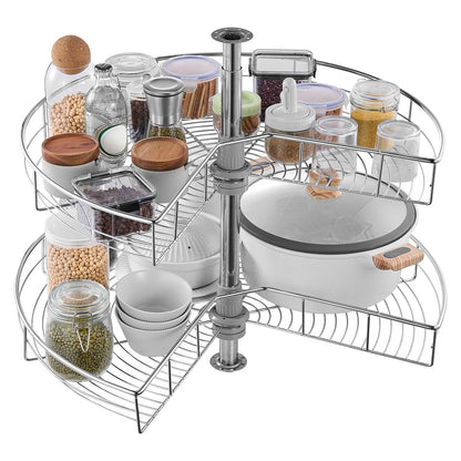 28" Kidney Shaped Chrome Corner Organizer, 360 degrees Rotatble Kitchen Base Cabinet Blind Corner, 2 Tier V952-QKXBMJSNLDGGTNJRVV0