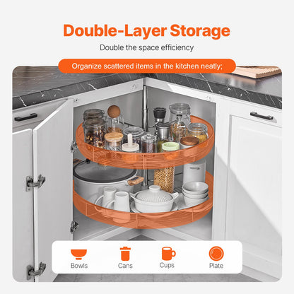 28" Kidney Shaped Chrome Corner Organizer, 360 degrees Rotatble Kitchen Base Cabinet Blind Corner, 2 Tier V952-QKXBMJSNLDGGTNJRVV0