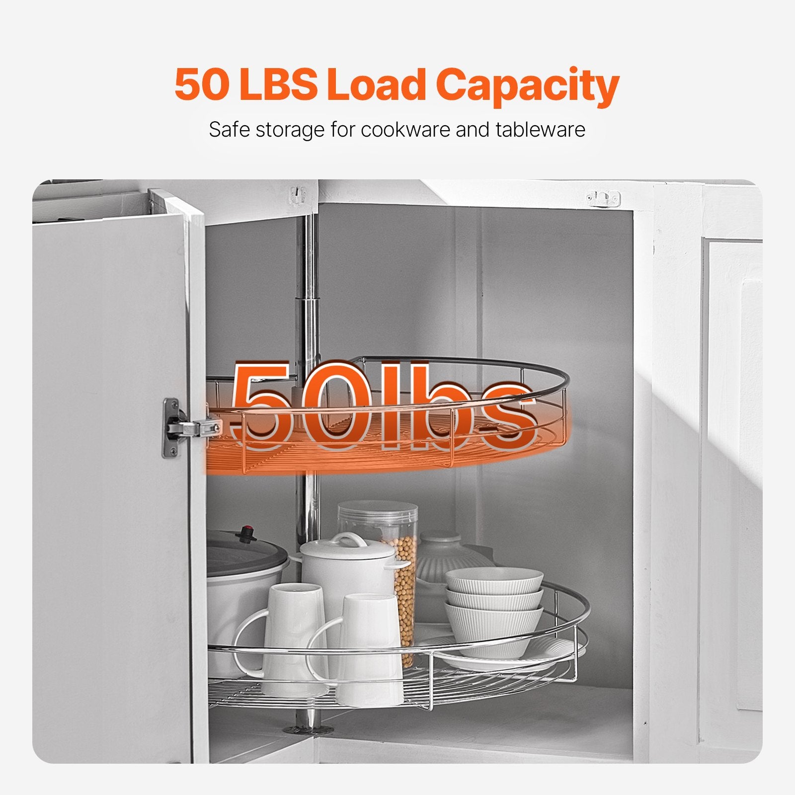 28" Kidney Shaped Chrome Corner Organizer, 360 degrees Rotatble Kitchen Base Cabinet Blind Corner, 2 Tier V952-QKXBMJSNLDGGTNJRVV0