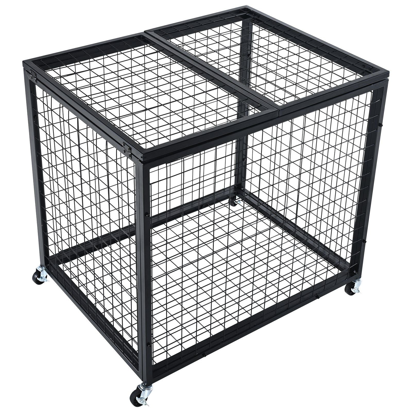 Rolling Sports Ball Storage Cart, Basketball Cage with Double Lids, Sport Equipment Holder Organizer for V952-QL363026YCTJW44KTV0