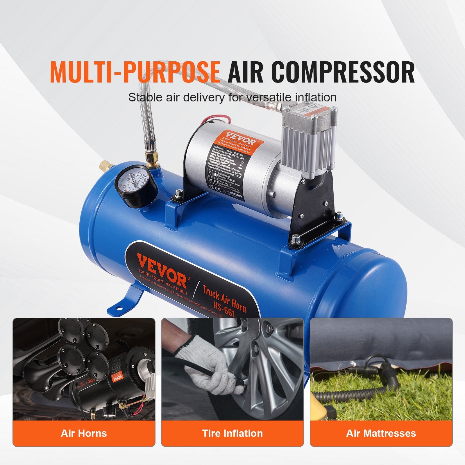 12V Air Compressor with Tank 1.6 Gallon/6 L, Train Horn Air Compressor, 120 psi Working Pressure Onboard Air V952-QLBCQGYYSJZCESCMXV9