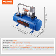 12V Air Compressor with Tank 1.6 Gallon/6 L, Train Horn Air Compressor, 120 psi Working Pressure Onboard Air V952-QLBCQGYYSJZCESCMXV9