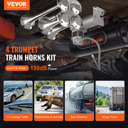 Train Horns Kit, 4 Trumpet Air Horn Kit, 150dB Train Horns for Pickup Trucks, 12V 160 psi Air Compressor 2.6 V952-QLBYCQGTZ12VB362GV9