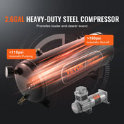 Train Horns Kit, 4 Trumpet Air Horn Kit, 150dB Train Horns for Pickup Trucks, 12V 160 psi Air Compressor 2.6 V952-QLBYCQGTZ12VB362GV9