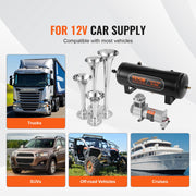 Train Horns Kit, 4 Trumpet Air Horn Kit, 150dB Train Horns for Pickup Trucks, 12V 160 psi Air Compressor 2.6 V952-QLBYCQGTZ12VB362GV9