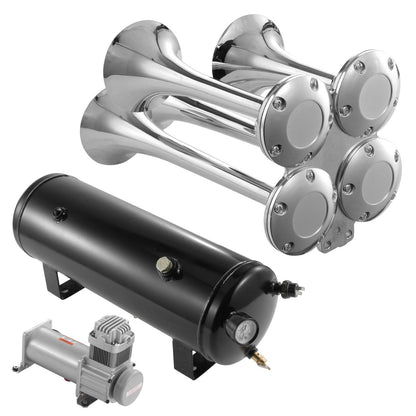 Train Horns Kit, 4 Trumpet Air Horn Kit, 150dB Train Horns for Pickup Trucks, 12V 160 psi Air Compressor 2.6 V952-QLBYCQGTZ12VB362GV9