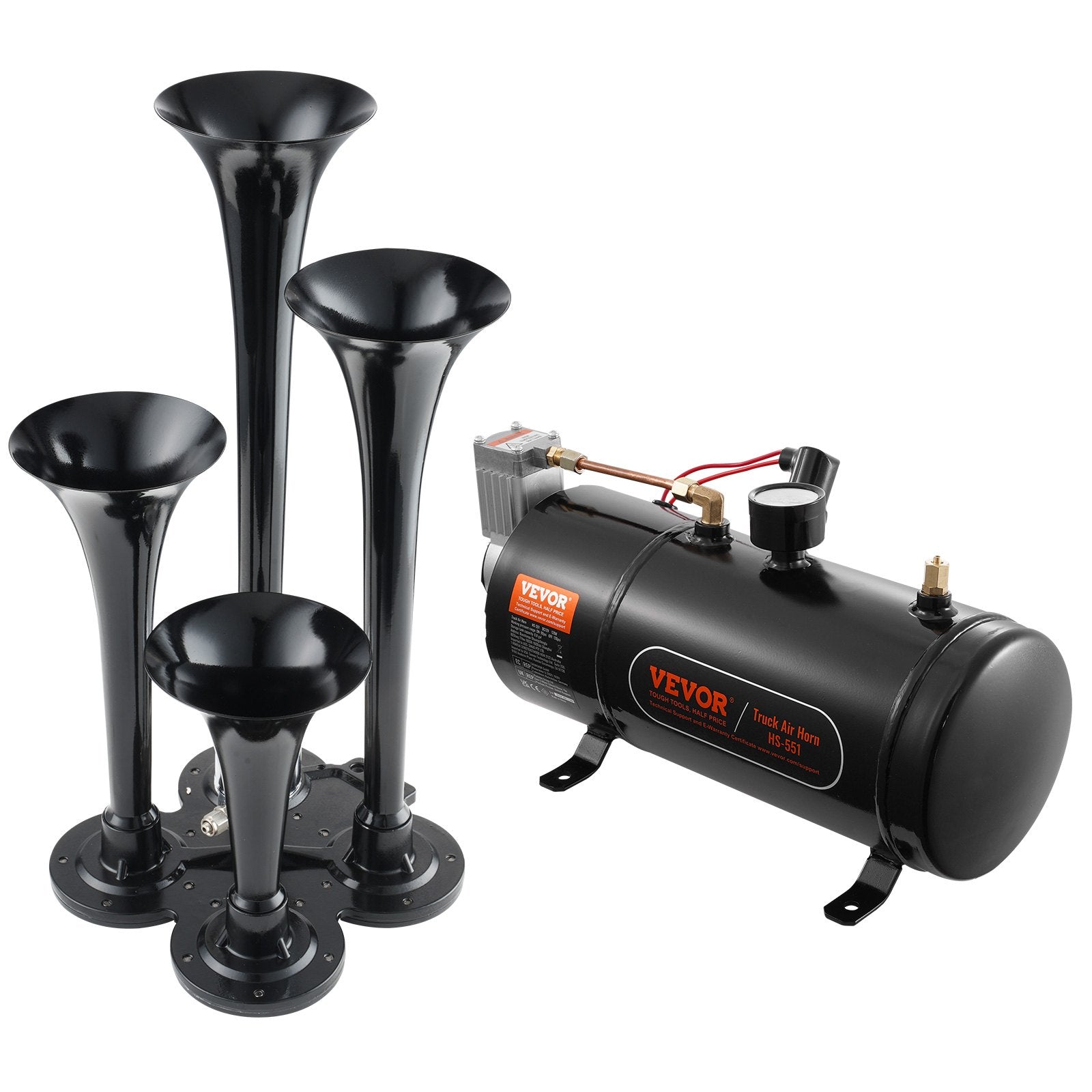 Train Horns Kit, 4 Trumpet Air Horn Kit, 150dB Train Horns for Pickup Trucks, 12V 120 psi Air Compressor 0.8 V952-QLBYCQGTZ3L1Y5P6PV9