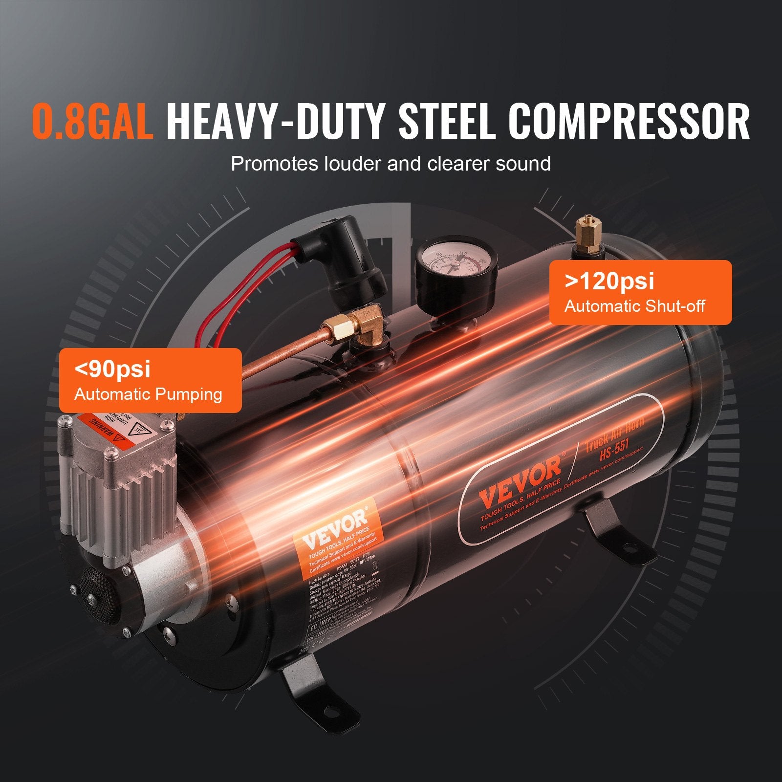 Train Horns Kit, 4 Trumpet Air Horn Kit, 150dB Train Horns for Pickup Trucks, 12V 120 psi Air Compressor 0.8 V952-QLBYCQGTZ3L1Y5P6PV9
