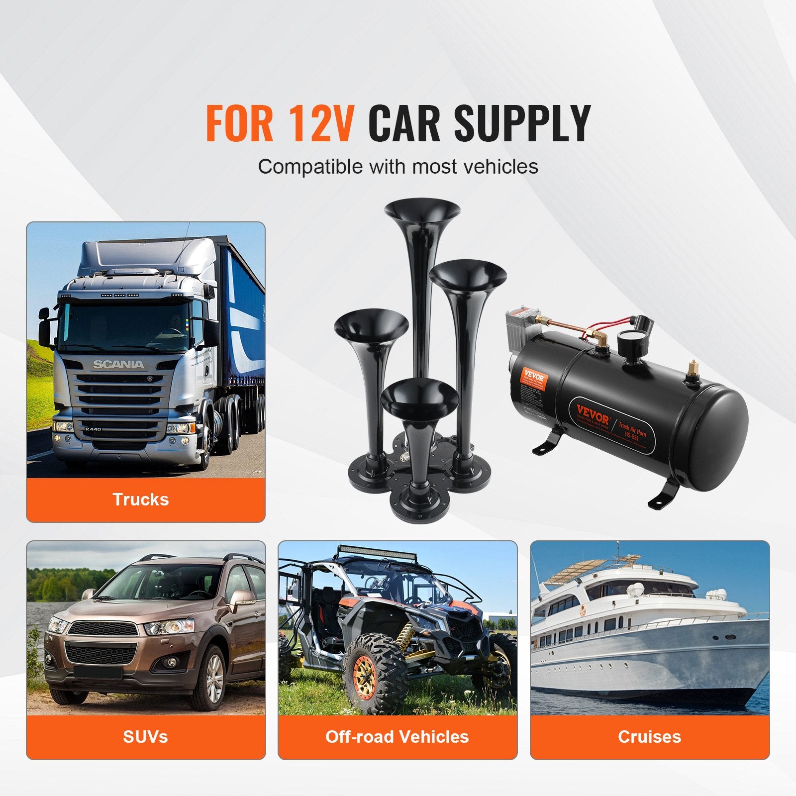 Train Horns Kit, 4 Trumpet Air Horn Kit, 150dB Train Horns for Pickup Trucks, 12V 120 psi Air Compressor 0.8 V952-QLBYCQGTZ3L1Y5P6PV9