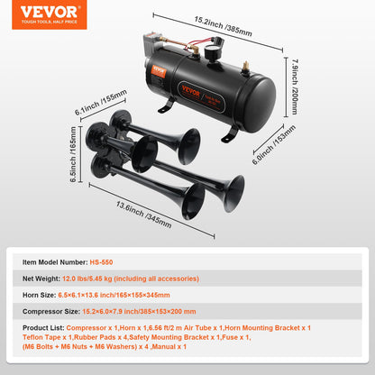 Train Horns Kit, 4 Trumpet Air Horn Kit, 150dB Train Horns for Pickup Trucks, 12V 120 psi Air Compressor 0.8 V952-QLBYCQGTZ3L1Y5P6PV9